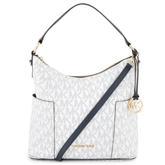 Michael Kors Handbags - Michael Kors‎ Anita Navy and White Signature Shoulder Bag